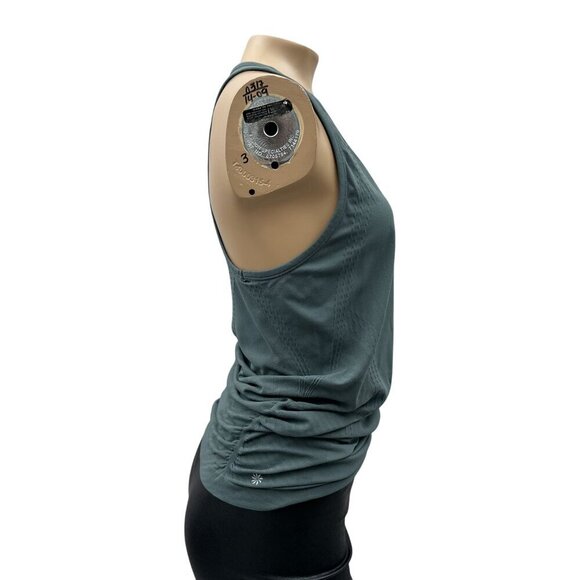 Athleta Scoop Neck Racerback Tank Top Yoga Workout Gym Ruched Side Gray Womens M - Picture 3 of 10